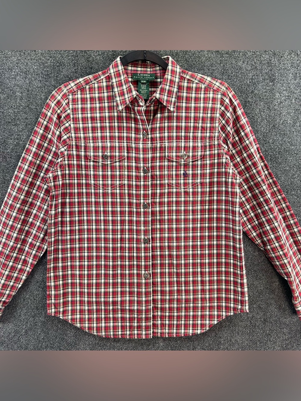 Lauren Ralph Lauren Size PM Petite Med Glen Canyon Plaid Button Up Western Shirt